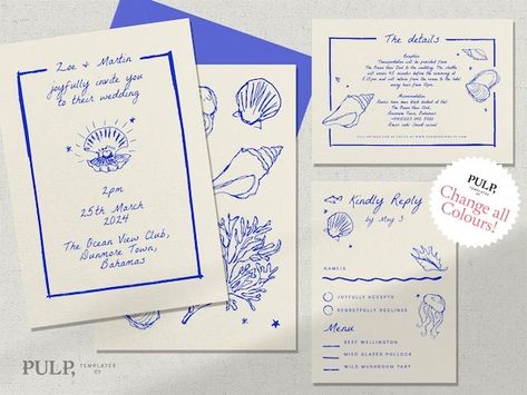 PulpTemplatesCompany - Etsy Beachy Wedding Invitations, Cabo Wedding Invitations, Coastal Invitation, Beach Invite, Handwritten Wedding Invitations, Coastal Wedding Invitations, Sea Invitation, Retro Coastal, Housewarming Invitation