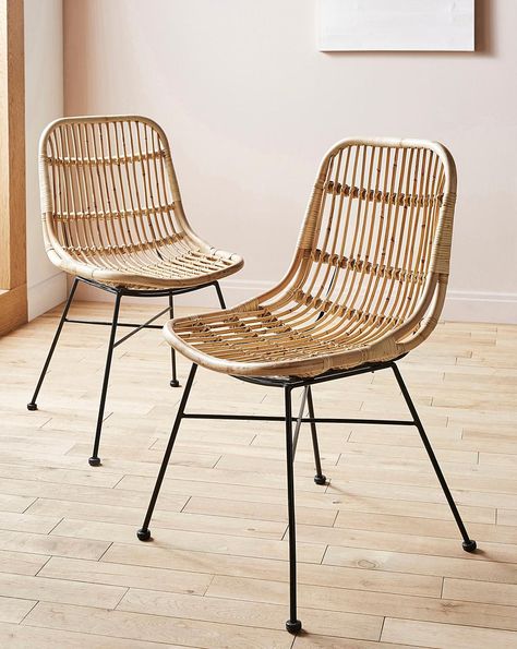 Rattan Chair Dining, Conservatory Interior, Boho Chair, Furniture Cheap, Rattan Dining, Flat Ideas, Cottage Kitchens, Rattan Dining Chairs, Dining Room Small