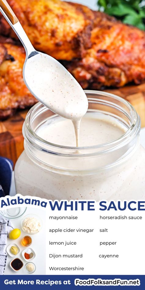 Mission Bbq Alabama White Sauce, Chicken With Alabama White Sauce, Chicken White Sauce, Alabama White Sauce, Easy Oven Baked Chicken, White Bbq Sauce, Smoked Wings, White Sauce Recipes, Keto Sauces