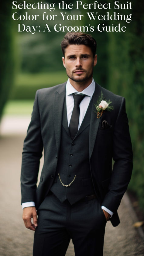 groom in charcoal colored suit Best Suit For Men Wedding, Men’s Wedding Suit Colors, Different Suit Styles, Tux Colors, Summer Wedding Suits, Grooms Attire, Grooms Suit, Suit Guide, Suit For Wedding