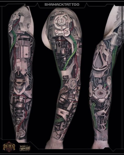 Sleeve done by Shamack. Done using Inkdentattoostudio Tattoo Mousse Don't hesitate to get in touch. To book message us, call 07957 021702 or e-mail: inkden.tattoo@gmail.com Inkden Tattoo Studio 53ff Albert Road Blackpool, FY1 4PW #biomechanicsculture #biomech_collective #biomechanictattoo #biomechanic #biomechanics #biomechaniczny #biomechanicaltattoo #biomech #biomechanical #biomechanicalart #biomechtattoo Biomechanical Tattoo Hand, Biomechanical Back Tattoo, Bio Mechanical Shoulder Tattoo, Biomechanical Tattoo Arm, Bio Mechanical Tattoo Design Arm, Traditional Back Tattoo, Biomech Tattoo, Biomechanical Tattoo Design, Cyberpunk Tattoo