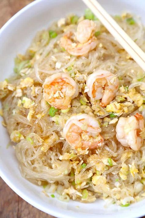 Stir Fried Glass Noodles with Shrimp - Pickled Plum Food And Drinks Fried Glass Noodles, Noodle Meals, Stir Fry Glass Noodles, Glass Noodles Recipe, Noodles With Shrimp, Korean Glass Noodles, Holy Cannoli, Asian Stir Fry, Fried Noodles