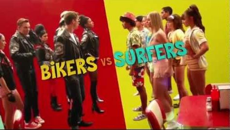 Bikers Vs Surfers Outfits Spirit Week, Surfers Vs Bikers, Bikers Vs Surfers, Teen Beach Party, Teen Beach 2, Disney Channel Original, Disney Channel Stars, Teen Party