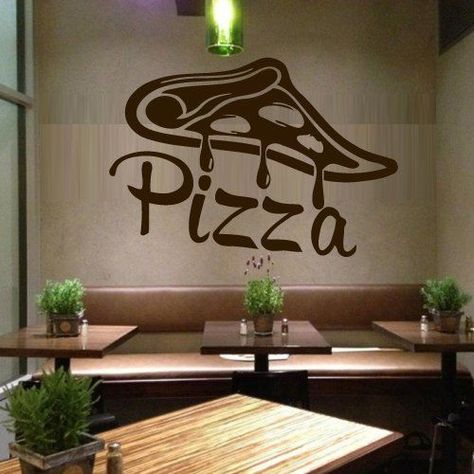 Wall Decal Vinyl Sticker Decals Art Decor Design Pizza interior Pizzeria Resaurant Italy Kitchen Food inscription signboard Fun M1527 DecorWallDecals http://www.amazon.com/dp/B00Z6IXLWU/ref=cm_sw_r_pi_dp_e8xDvb0WVKB8S: Pizza Store, Pizzeria Design, Italy Kitchen, Small Restaurant Design, Bakery Design Interior, Pizza Shop, Pizza Art, Pizza Kitchen, Kitchen Wall Decals