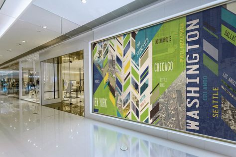 Downtown - Upbeat - Level Digital Wallcoverings #mural #digitalwallcovering Window Wrap Design, Window Wrap, Window Brands, Office Mural, Office Signage, Window Graphics, Environmental Graphic Design, Office Branding, Environmental Design