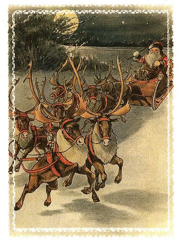 Old Time Christmas Card from 40's or 50's | Flickr - Photo Sharing! Old Time Christmas, Victorian Santa, Christmas Ephemera, Vintage Christmas Images, Christmas Graphics, Old Christmas, Old Fashioned Christmas, Christmas Past, Christmas Scenes