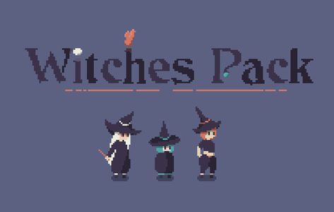 Witch Pixel Art, Pixel Witch, 3 Witches, Witch Characters, Basic Japanese Words, Pixel Characters, Pixel Animation, 2d Game Art, Pixel Art Characters