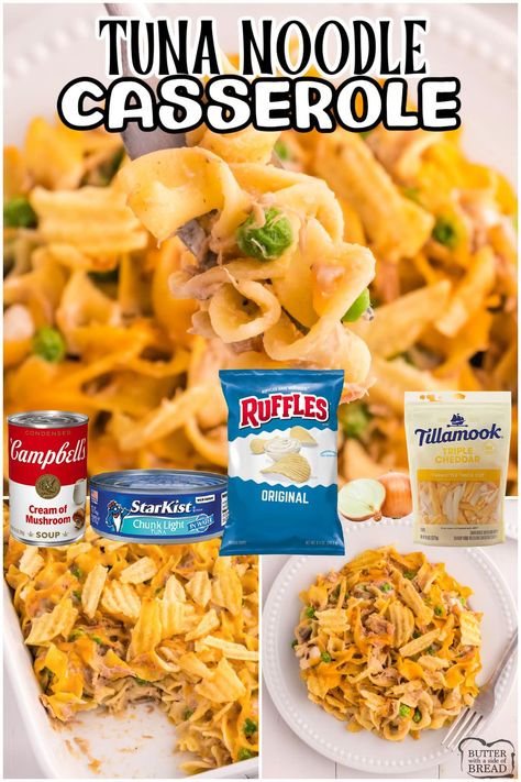 Tuna Noodle Hotdish, Tuna Noodle Cassarole, Egg Noodle Casserole, Recipes Tuna, Tuna Casserole Recipes, Casserole Side Dishes, Tuna And Egg, Crushed Potatoes, Light Soups