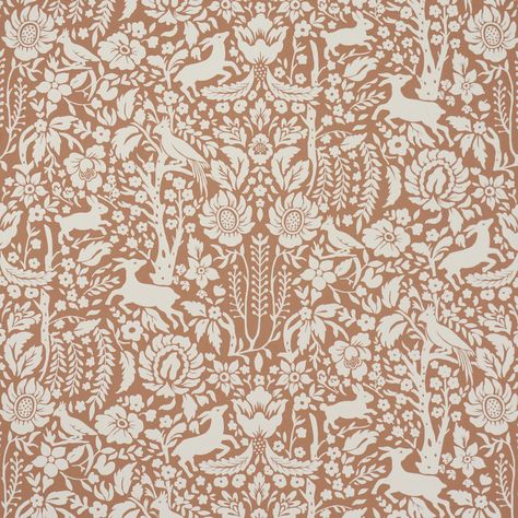 Deerfield - Spice Wallpapers Whimsical Wallpaper, Painting Antique Furniture, Chintz Fabric, Woodland Critters, Silk Velvet Fabric, Wallpaper White, Bath Pillows, Wallpaper Rolls, Scale Design