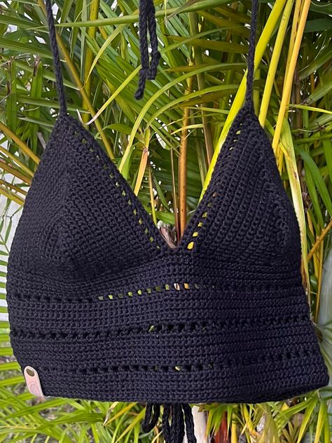 Black Crochet Crop Top, Crochet Festival Top, Stile Boho Chic, Moda Hippie, Crochet Festival, Hippie Crochet, Festival Crop Tops, Crochet Boho Top, Crochet Crop Top Pattern