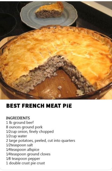 Tortiere Recipe, French Canadian Meat Pie Recipe, Canadian Meat Pie Recipe, French Meat Pie, French Meat, Meat Pie Recipe, Coquille St Jacques, Beef Round, Pork Pie