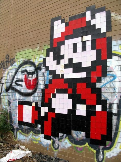 Mario Street Art WIN....must do in the teen area of my library. Mario Mural, Brunswick Melbourne, Stencil Street Art, Best Graffiti, Graffiti Street Art, Graffiti Tagging, Amazing Street Art, Street Graffiti, Geek Life