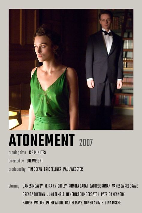 Atonement Movie Poster Atonement Movie, Romola Garai, The Atonement, Vanessa Redgrave, Atonement, James Mcavoy, Keira Knightley, Benedict Cumberbatch, Juno