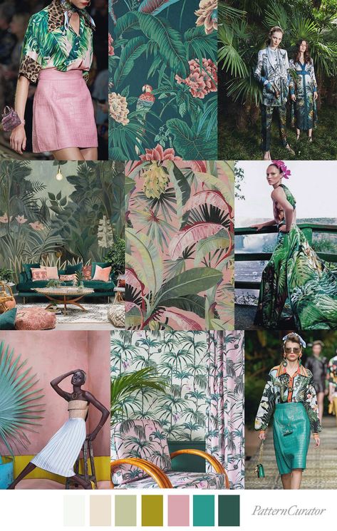 Fashion Trend Pattern, Mood Board Fashion Inspiration, Pattern Curator, Fashion Trending Moodboard, Color Mood, Motifs Textiles, Trend 2023, Fashion Trend Forecast, Tropical Fashion