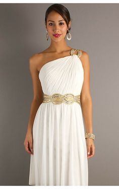 one shoulder greek style dress - Google Search Short White Cocktail Dresses, One Shoulder White Dress, Gaun Koktail, Greek Dress, Greek Goddess Dress, Toga Party, Grecian Dress, Chiffon Party Dress, Knee Length Cocktail Dress