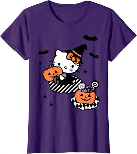 For Hello Kitty Fans: Hello Kitty Trick or Treat Halloween T-Shirt Maltese Cross Firefighter, Fun Puns, Cute Pumpkin Faces, October Style, Unicorn Pumpkin, Fire Shirt, Halloween Tee Shirts, October Fashion, Mickey Mouse Halloween