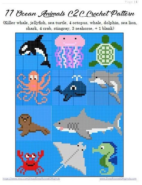 Shark Cross Stitch Pattern Free, C2c Graph, Pearl Beads Pattern, Killer Whale, Cute Cross Stitch, Double Crochet Stitch, Perler Patterns, Perler Bead Art, Sea Lion