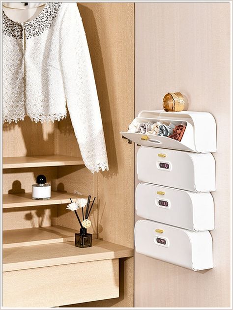 Get your sewing cabinet in order with this easy to follow guide! Tiny Home Storage Ideas Closet, Wall Mount Storage Ideas, Amazon Organization Products, Wall Storage For Small Bedroom, College Dorm Inspo Simple, Smart Storage Ideas Bedroom, Tiny Closet Organization Bedroom, Organizing Ideas For Small Bedrooms, Cute Storage Ideas For Bedrooms