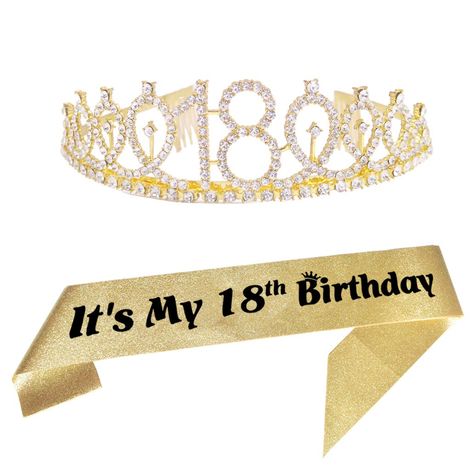 18th Birthday Party Decorations, It's My 18th Birthday, Happy 18th Birthday, Happy Birthday 18th, Birthday Glitter, Princess Decorations, Birthday Tiara, Birthday Sash, Birthday Party Set