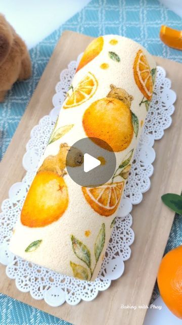 Phay Shing on Instagram: "I have been eyeing the U-shaped cake mold for the longest time and finally had the chance to use it to create this whimsical "Capybara in Orangeland" patterned roll cake!

You can also make beautiful roll cakes without worrying about cracking the sponge with this mold from @qeleg_cake ! There are several beautiful roll cake template designs on their website too and I used their orange template as a reference to design my "Capybara in Orangeland" cake.

Enjoy discounts for a wide range of silicone molds, metal pans, cookie cutters, fondant molds and more from their store by one of the two methods:
🔸Using my promo code: Phay_ Shing
🔸Using the product link pinned in my highlights under "Qeleg"

This citrus roll cake is made of yuzu sponge, yuzu whipped cream and fr Cake Pans Shaped, Patterned Roll Cake, Whipped Cream Cake Design, Patterned Cake Roll, Orange Template, Whipped Cream Cakes, Roll Cakes, Cake Templates, Patterned Cake