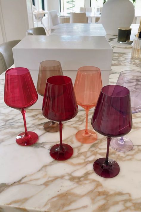 Estelle Colored Glass Stemmed Wine … curated on LTK Barbie Mansion, Colored Wine Glasses, Kitchen Wear, House Aesthetic, Kitchen Ware, Apartment Decor Inspiration, Cute Kitchen, Glass Cups, Barbie Dream