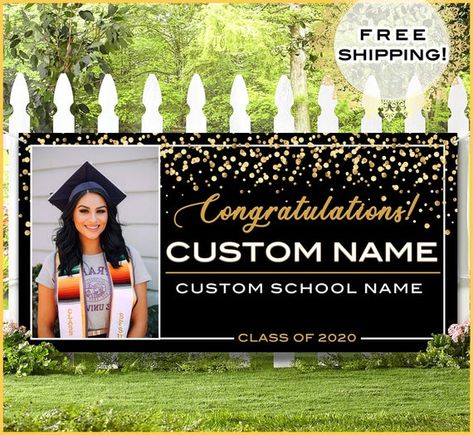 Standing Banner Design, Graduation Photo Banner, Graduation Party Signs, Grad Banner, Congratulations Banner, Graduation Yard Signs, Graduation Backdrop, School Mom, Graduation Favors