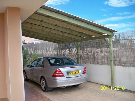 Lean To Carport | 32 | Woodworks Direct Lean To Carport Against House, Build Carport, Lean To Carport, Diy Carport, Curved Pergola, Rustic Pergola, Lean To Roof, Carport Sheds, Carport Plans