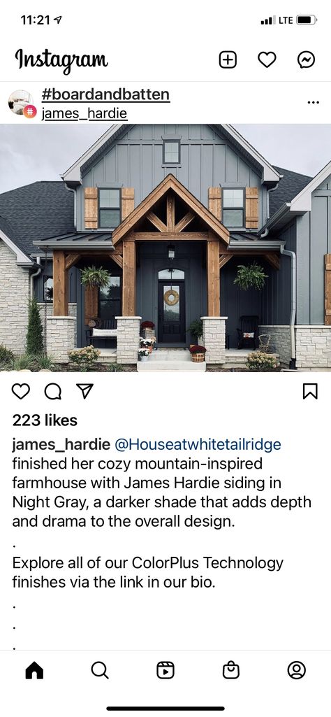 Hardi Siding Exterior, Blue Board And Batten House Exterior, Blue And Stone House Exterior, Slate Board And Batten Siding, Board And Batt Siding, Exterior Hardie Board Colors, Charcoal Board And Batten Exterior, Dark Grey Board And Batten Exterior, Light Grey Board And Batten Exterior