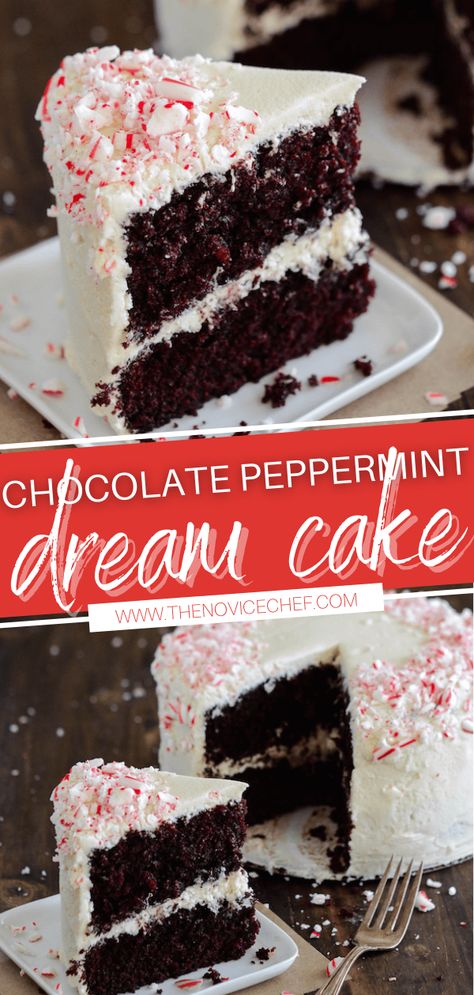 Peppermint Oreo Icebox Cake, Recipes With Peppermint Extract, Chocolate Cake With Peppermint Frosting, Dark Chocolate Peppermint Cake, Chocolate Peppermint Cake Recipe, Holiday Peppermint Cake, Christmas Torte, Peppermint Christmas Cake, Holiday Cake Recipes Christmas