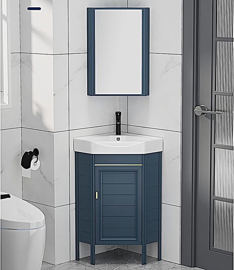 Corner Vanity Bathroom, Corner Vanity Sink, Small Washroom Design, Standing Bathroom Vanity, Ceramic Wash Basin, Toilet And Sink Unit, Corner Bathroom Vanity, Corner Sink Bathroom, Corner Bathroom