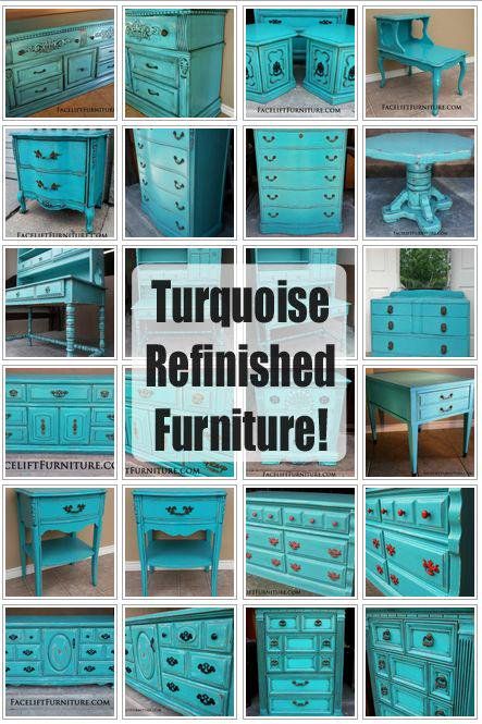 Turquoise Painted Furniture, Turquoise Dresser, Turquoise Furniture, Black Painted Furniture, Turquoise Room, Refinished Furniture, Belek, Distressed Furniture, Refurbished Furniture