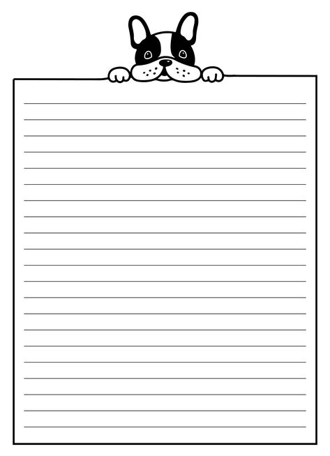 Cute Lined Paper Printable, Cute Letter Template, Dog Free Printable, Letter Paper Printable, Paper Template Free, Free Writing Paper, Dog Printable, Dog Paw Prints, Printable Lined Paper