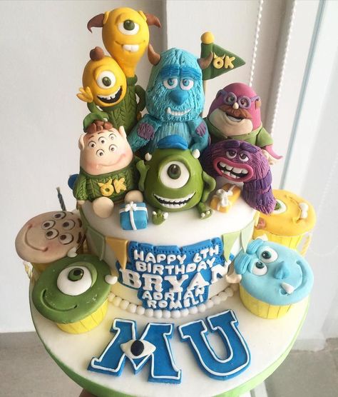 Monsters University Cake, University Cake Ideas, Monster University Cakes, Diy Monsters, Disney Monsters, Monsters University, Monster University, Monsters Inc, Cute Cakes