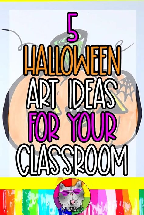 Okay so let’s dive on into 5 Halloween Art Project or Lesson Ideas that you can simply and easily do in your classroom that use choice or flexible art mediums. I have a bunch of easy-to-do and prep ideas that can use choice art mediums and can allow the students to really immerse themselves in some Halloween vibes. So grab your Spooky, Scary Skeletons and let’s get into these Halloween Ready-Made, Simple and Engaging, Art Lesson Ideas for your Amazing art classroom. Halloween Art For Middle Schoolers, Kindergarten Halloween Art Lessons, Halloween Art Lessons Elementary, Halloween Art Projects For Middle School, Grade 1 Art Projects, Halloween Art Projects For Elementary, Halloween Art Ideas, Halloween Elementary, Upper Elementary Art