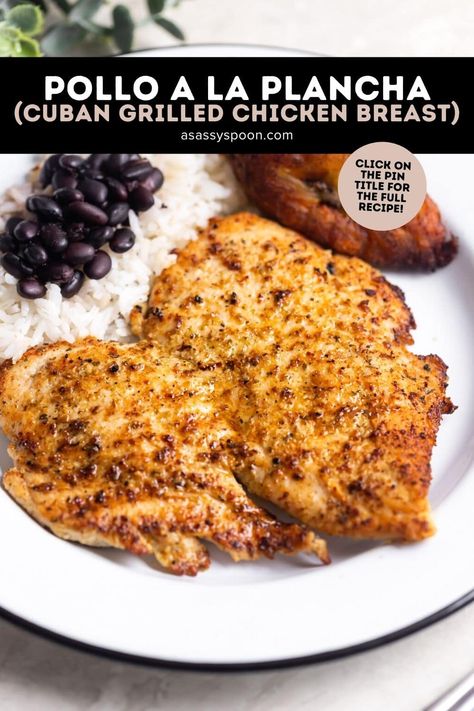 Spanish Marinade For Chicken, Latin Chicken Recipes, Cuban Dinner Recipes, Cuban Chicken Marinade, Spanish Chicken Breast Recipe, Spanish Chicken Recipe, Cuban Baked Chicken, Cuban Pollo A La Plancha Recipes, Pollo Guisado Cuban