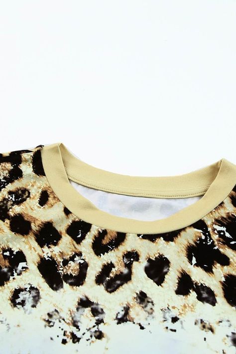 The Leopard Bleached O-neck Short Sleeve T Shirt is a trendy piece of clothing that is perfect for any casual occasion 	 	 		The unique leopard print design adds a touch of edginess to the tee, making it stand out from other plain colored 	 	 		With a comfortable O-neckline and short sleeves, it�s perfect for warm weather and can be easily layered under a jacket or cardigan in cooler temperatures 	 	 		It can be worn with high-waisted pants or shorts or tucked into a skirt for a chic and sophist Bleached Shorts, Lisa Fischer, Heart Graphic, Khaki Fashion, The Leopard, Twist Knot, Dresses By Length, Leopard Pattern, Designer Jeans