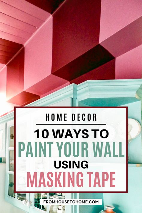 Creative Interior Paint Ideas, Unique Wall Paint Designs Bedroom, Masking Tape Wall Design, Abstract Bedroom Ideas, Taped Painted Walls Patterns, Painting Walls Ideas Creative, Paint Accent Wall Ideas, Painted Accent Wall Ideas, Diy Painted Accent Wall