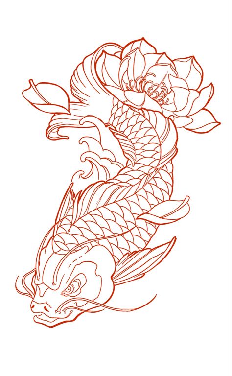 Shin Tattoo Men Stencil, Ocean Themed Knee Tattoo, Japanese Tattoo Art Stencil, Japanese Traditional Tattoo Stencil, Fish Head Tattoo, Japanese Fine Line Tattoo, Koi Fish Forearm Tattoo, Koi Fish Stencil, Koi Fish Drawing Tattoo