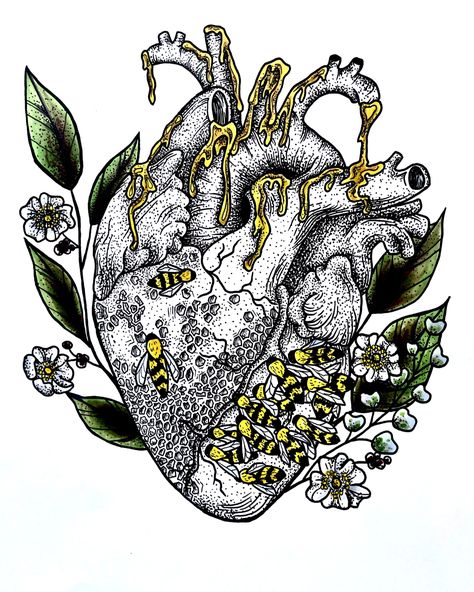 dotwork drawing with alcohol ink ✨ see more of my work @ kristen.b.art on instagram 💗 Anatomical Heart Drawing, Honeycomb Heart, Dotwork Drawing, Kv Design, Anatomical Heart Art, Heart Gem, Wallpaper Heart, Heart Drawing, Anatomical Heart