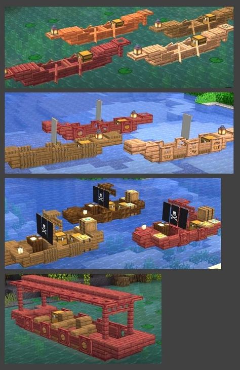 00:00 - Mangrove canoe 01:09 - Boat 02:45 - Pirate boat 05:12 - Swamp tour boat Struggled with the canoe a bit until I realized that the bottom was trap doors. Simple Minecraft Builds, Minecraft Boat, Minecraft Building Blueprints, Minecraft Kingdom, Rumah Minecraft Sederhana, Minecraft World, Minecraft House Plans, Minecraft House Tutorials, Cool Minecraft Creations