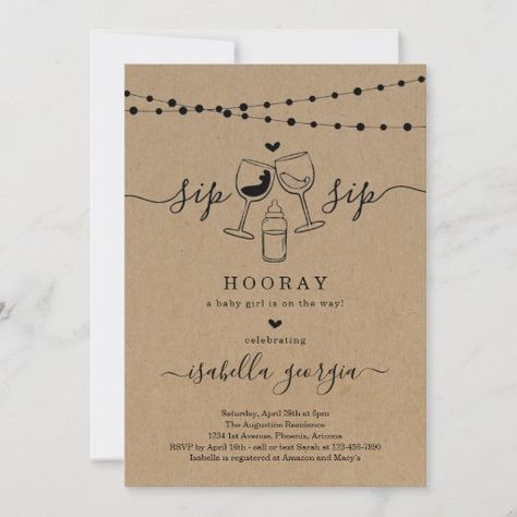 Rustic Baby Shower Invitations, Outside Baby Showers, Free Birthday Card, Sip Sip Hooray, Funny Wine, Rustic Baby Shower, Wine Theme, Wine Humor, Create Your Own Invitations