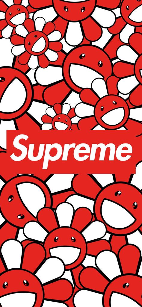 Kaws Red Wallpaper, Klaws Hypebeast Wallpaper, Hype Beast Wallpaper, Supreme Wallpaper Iphone, Kaws Wallpaper Red And Black, Red Bape Heart Wallpaper, Supreme Cartoon, Takashi Murakami Wallpaper, Murakami Wallpaper