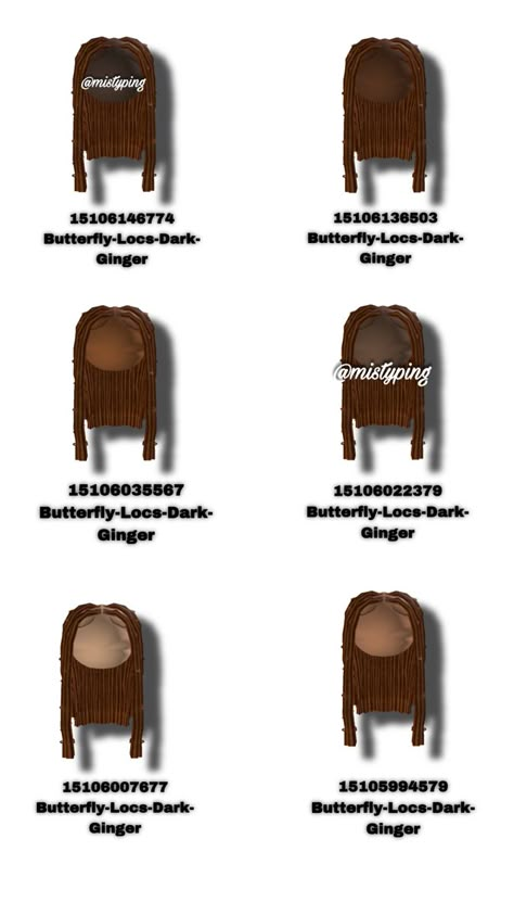 Ginger Butterfly Locs, Black Hair Id Roblox, Berry Avenue Hair, Berry Ave Hair, Roblox Hairs, Roblox Hair Codes, Blocksburg Outfit Codes￼, Code Brookhaven, School Decal