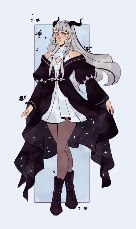 Robas Dnd Character Outfit Ideas, Cute Space Outfits, Witch Clothing Drawing, Dark Witch Character Design, Dnd Drawing Reference, Astral Clothes, Dnd Characters Art, Space Inspired Outfits, Dnd Outfits Inspiration