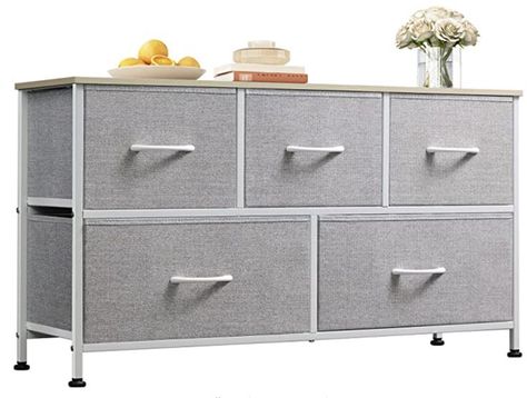 Closet Living Room, Wide Chest Of Drawers, Long Dresser, Fabric Dresser, Small Dresser, Office Materials, Dresser For Bedroom, 5 Drawer Dresser, Dresser Storage