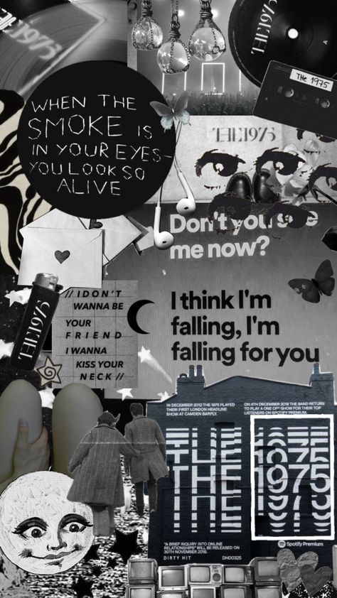 fallingforyou the 1975 #the1975 #the1975band #fallingforyou #selftitled #mattyhealy #music #tumblr #blackandwhite The 1975 Aesthetic, 1975 Aesthetic, The 1975, Collage, Tumblr, Music