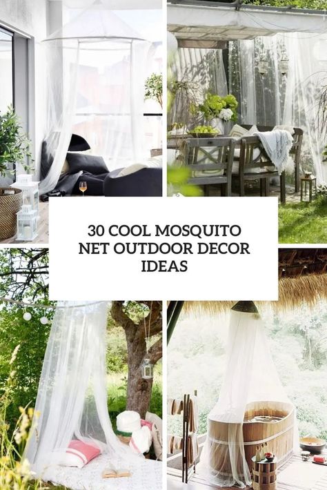 30 Cool Mosquito Net Outdoor Decor Ideas - Shelterness Outdoor Mosquito Net, Mosquito Netting Patio Diy, Mosquito Netting Patio, Mosquito Net Diy, Mosquito Net Canopy, Mosquito Curtains, Gazebo On Deck, White Pergola, Outdoor Decor Ideas