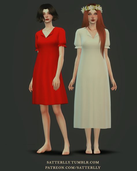 Sims 4 Nightgown Cc, Sims 4 Nightgown, Sims Victorian, Sims Dresses, Aesthetic Sims, Clothes Cc, Sleeping Dress, Victorian Mansion, Hospital Gown