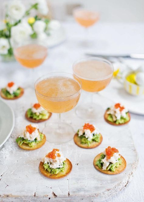 These canapés from Jason Atherton look impressive and taste great.  If you don't have time to fry the tortillas, you can serve the crab and avocado on bread instead. Crab And Avocado, Buffet Recipes, Crab Avocado, Christmas Nibbles, Avocado Tortilla, Easter Buffet, Spritz Cocktail, Diy Easy Recipes, Best New Recipes