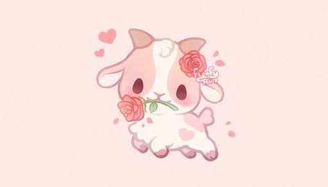 You’ve goat my heart 💌🐐 Cute Goat Drawing, Cow Kawaii, Smiles And Tears, Kawaii Pics, Istoria Artei, Strawberry Cow, Arte Do Kawaii, Cute Goats, Cute Kawaii Animals